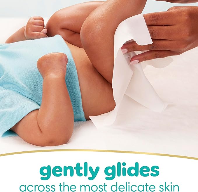 Pampers Baby Wipes Sensitive, Water Based Baby Wipes, Hypoallergenic and Unscented Baby Wipes, 56 Wipes Total (1 Flip-Top Packs)