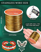FIVEIZERO 656FT 0.45mm Gold 7 Strand Stainless Steel Beading Wire, 2 Rolls - Image 2
