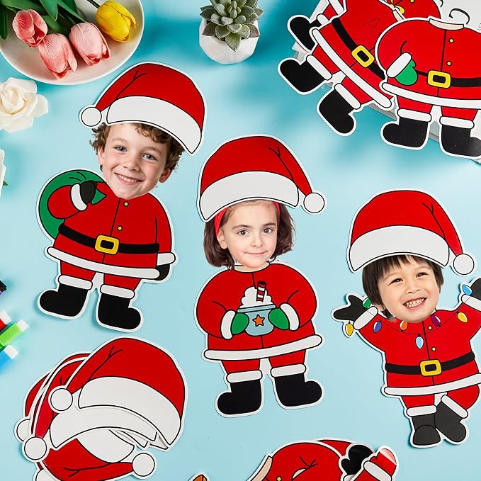 60pcs Christmas Theme Cutouts Santa Claus Bulletin Board Decorations Xmas Santa - Image 4