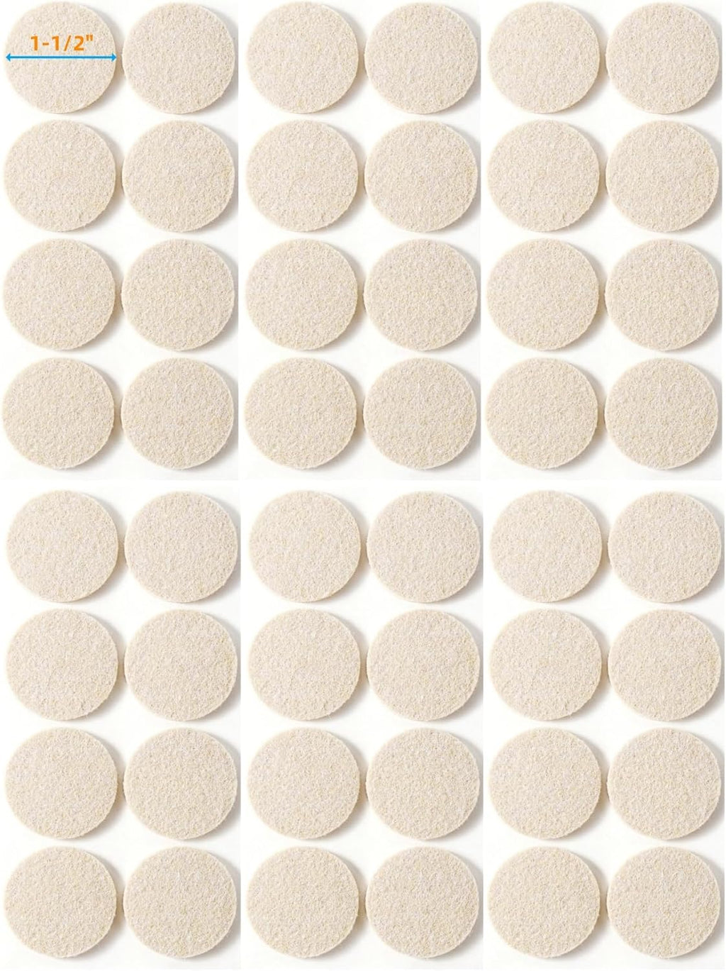Furnigear Felt Furniture Pads for Hardwood Floors - Self Adhesive Chair Felt Pads, Floor Protector for Furniture Feet, Furniture Sliders Moving Furniture Smoothly - Anti Scratch 48 Pcs 1-1/2" Round