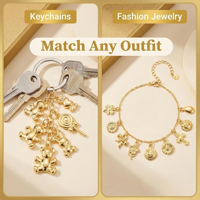 KJML DIY Cute Keychain Charms Bulk 30pcs Pendant Bracelet Charms - Image 5