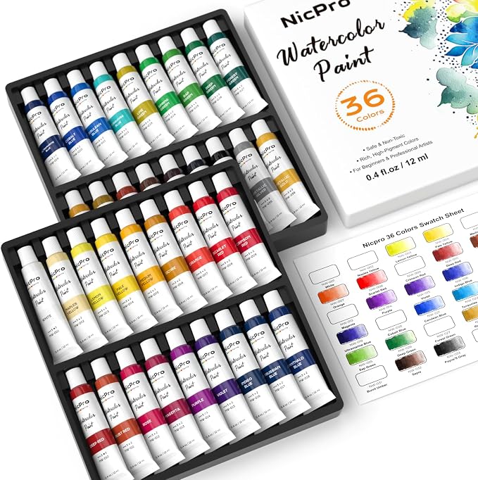 Nicpro Watercolor Paint Set for Adults, 36 Colors Watercolor Tube Set, High - Image 8