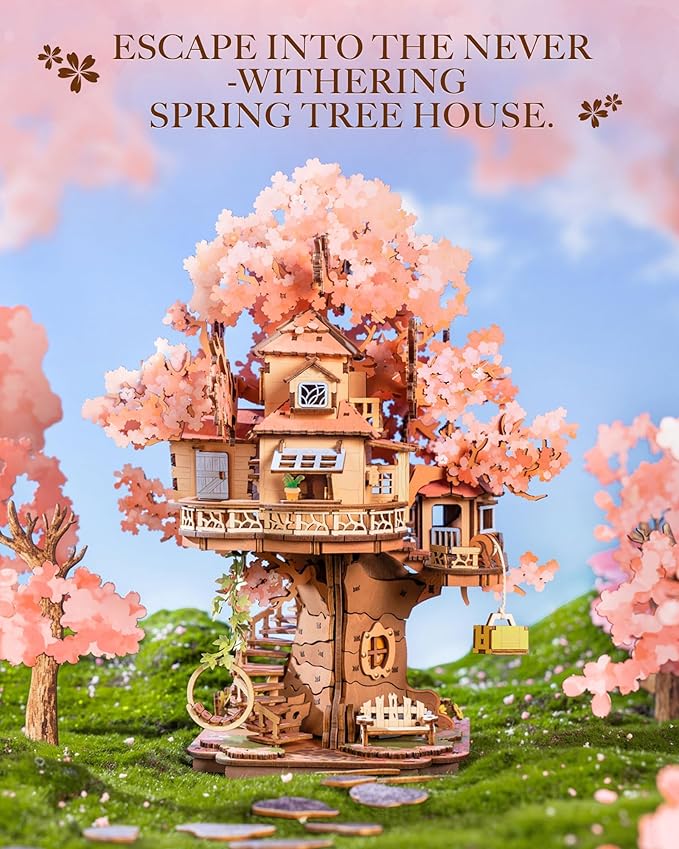 Rolife DIY Miniature House Kits Sakura Tree House 12" 3D Wooden Puzzles - Image 3