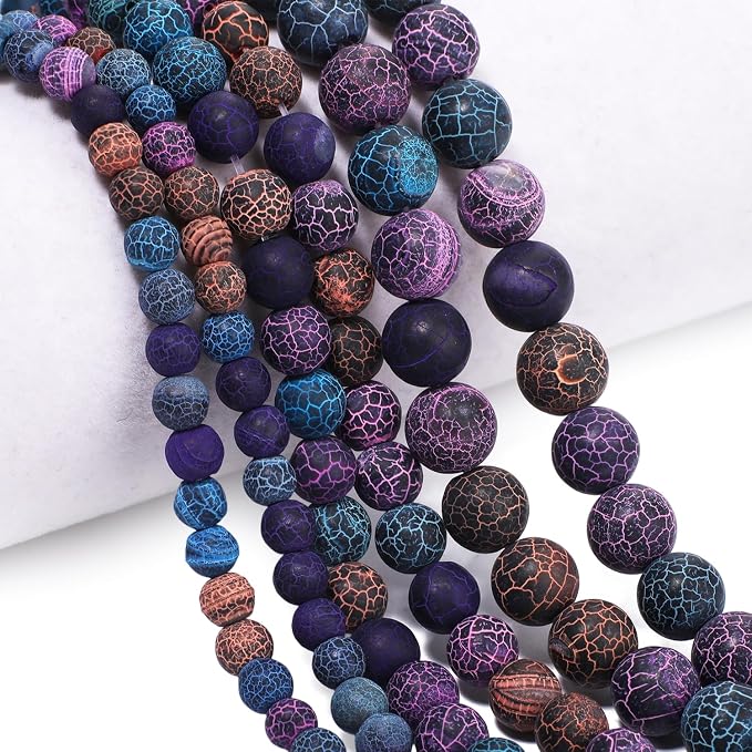 48pcs Natural Matte Colorful Oxidized Gemstone Beads，8mm Frosted Round Loose - Image 7