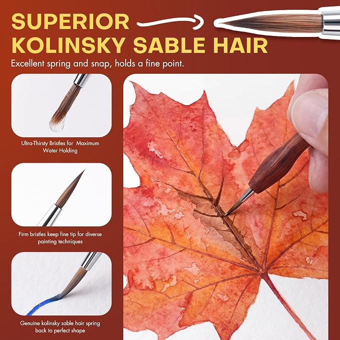 Golden Maple Kolinsky Sable Miniature Brushes Set - Image 2