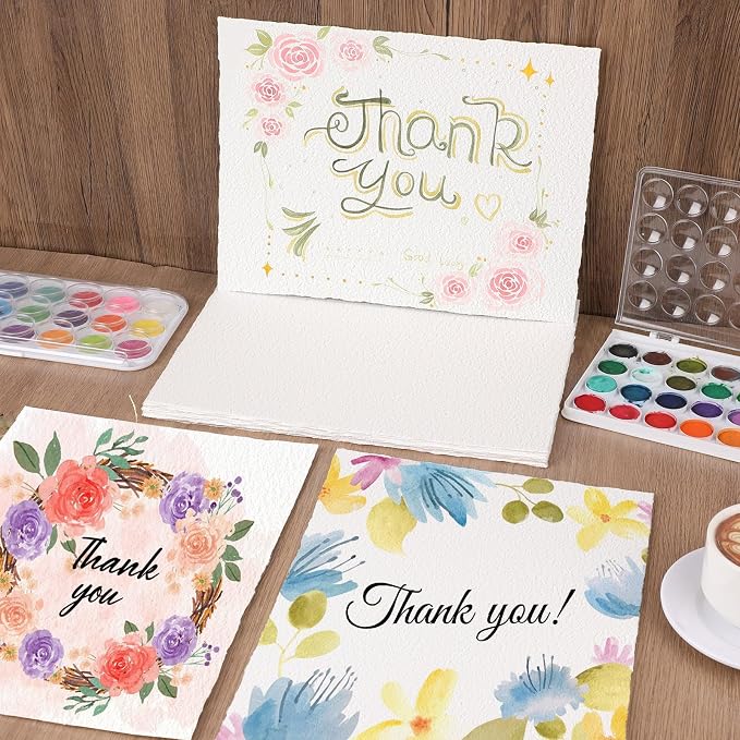 25 Sheets Watercolor Paper 9X 12, 300 GSM Deckled Edge Paper Rough/Textured - Image 6