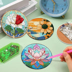 EWJRNSF 6 PCS Flowers Diamond Art Coasters DIY Kit - Image 5