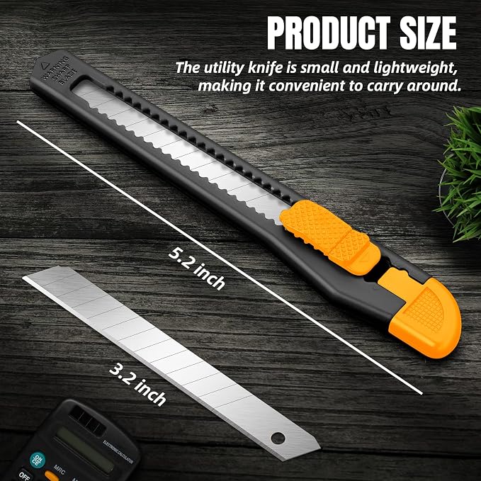 4 Pack Box Cutter Retractable, Utility Knife 9MM Wide Snap-Off Blades, Exacto - Image 7