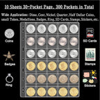 10 Sheets Coin Collection Pages, Coins Pocket Page - Image 2