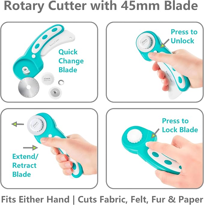 Quilting Kit with Quilting Ruler Holder, Rotary Cutter, Curved Corner Cutter - Image 9