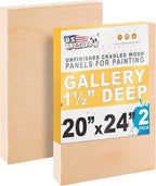 U.S. Art Supply 20" x 24" Unfinished Cradled Wood Panels by USArtSupply