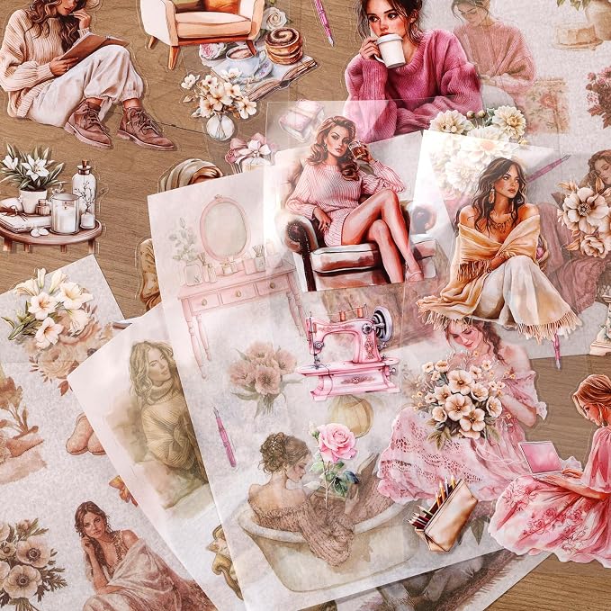 Scrapbooking Stickers 20 Sheets Pre-Cut 120 washi Stickers PET People Sticker - Image 7