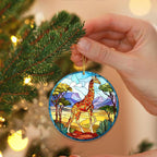 Giraffe Christmas Ornament, Giraffe Faux Stained Glass Decor, Gift Exchange - Image 3