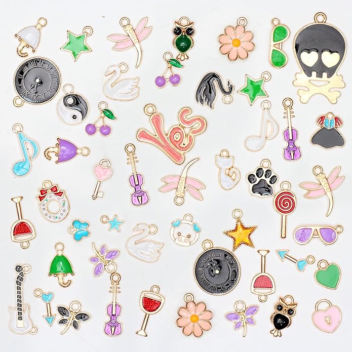 Bulk Gold Enamel Charms for Jewelry Making, Colorful Metal Charms Pendant for by stino