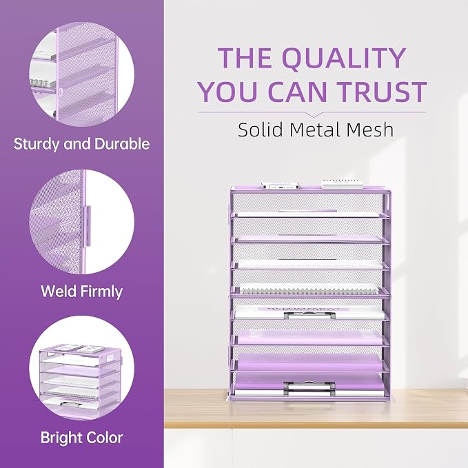 DALTACK 9-Tier Paper Organizer for Desk, Mesh Letter Tray Desk Organizer - Image 4
