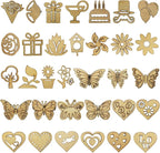 DIYOMR 200Pcs Hollow Wood Pieces Unfinished Wooden Vintage Embellishments - Image 2