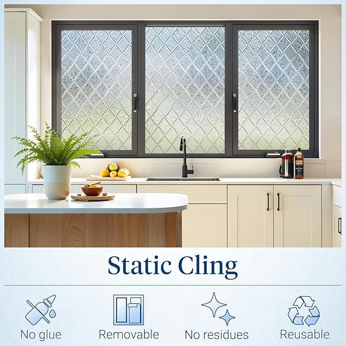 Haton Window Privacy Film Decorative Frosted Glass Window Film, Sun Blocking - Image 5