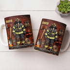 Personalized Firefighter Gifts for Men Dad Custom Name Mug, Fireman Gear Design - Image 7