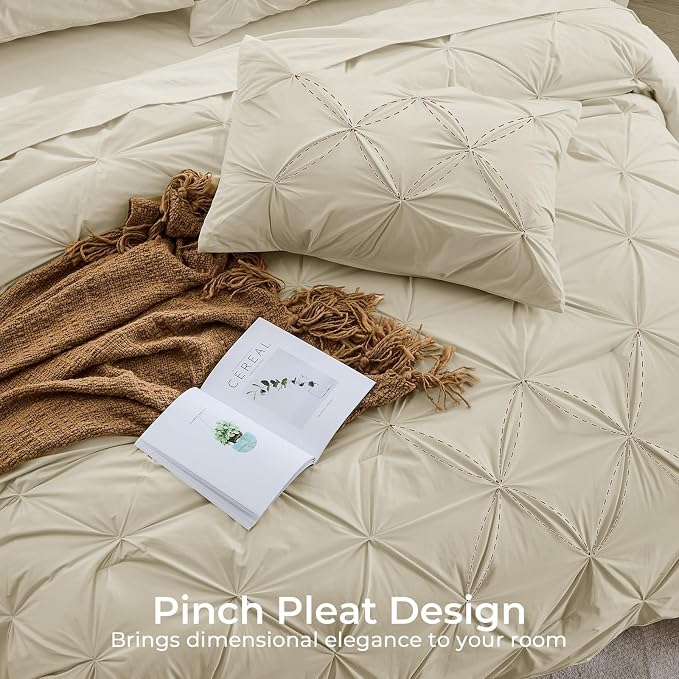 Sasttie Queen Comforter Set, 7-Piece Bed in a Bag, Pintuck Bedding Sets - Image 4