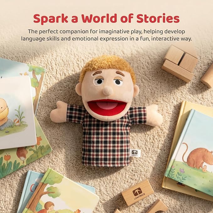 Family Hand Puppets for Kids, Includes Grandpa, Son - Image 2