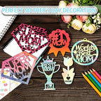 Mom Gift 40Pcs 5 Style Unfinished Wooden Mother's Day Ornaments DIY Craft - Image 6