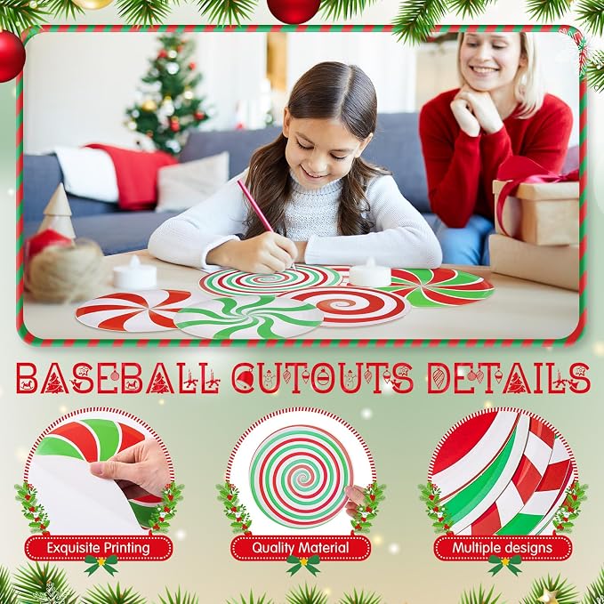 TaoBary 24 Pcs 7.09 Inch Christmas Candyland Peppermint Cutouts Candy Party - Image 6