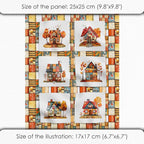 Cozy Autumn Patchwork House Fabric Panel – Six 10×10 inch Designs + Bonus - Image 6