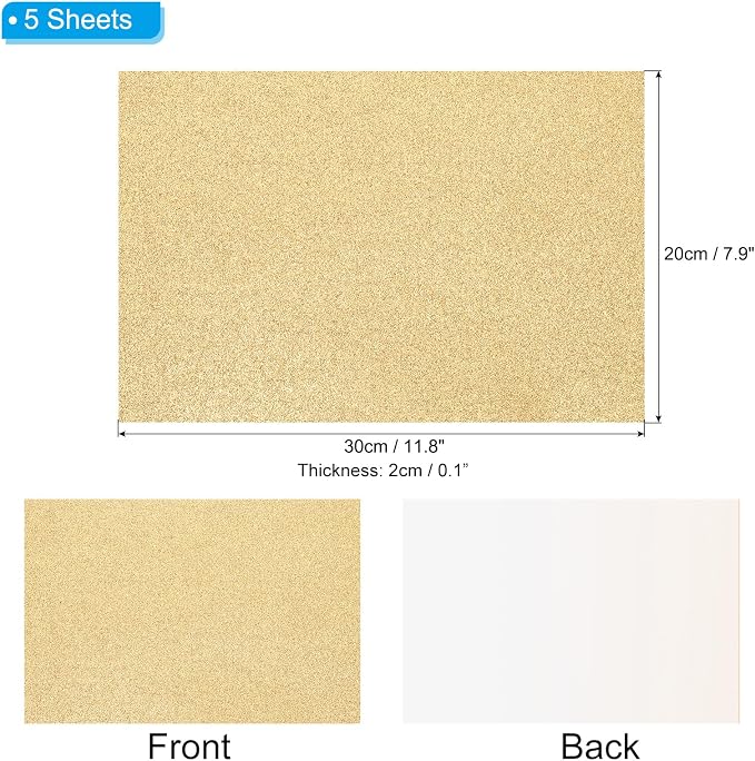 PATIKIL Light Gold Shiny EVA Glitter Foam Sheet 11.8 x 7.9 Inch 2mm Thick - Image 2