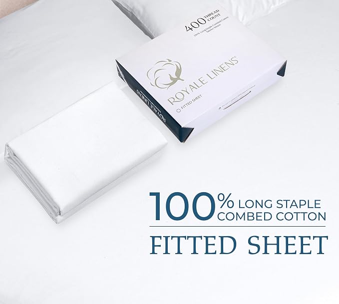 Royale Linens 400 Thread Count 100% American Grown Cotton Fitted Sheet Queen - Image 9