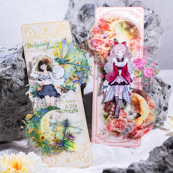Yoksas 60Pcs Holographic Fantasy Butterfly Dragonfly Moon Stickers - Image 5