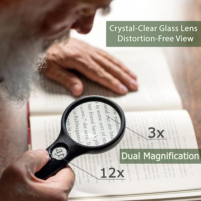 SeeZoom Magnifying Glass with Light, 3X Large Lens + 12X High Power Lens - Image 3
