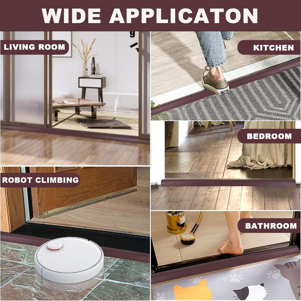 Vinyl Door Threshold Flooring Transition Strip Self Adhesive Carpet Edging Strip for Laminate Doorway Edge Threshold from 2/5" to 3/5" (Coffee, 3.3 Ft)