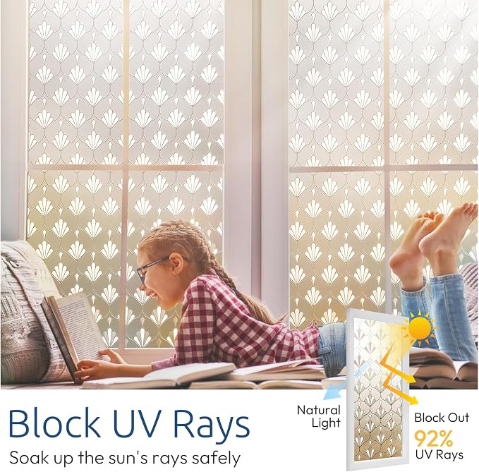 rabbitgoo Privacy Window Film Frosted Glass, 17.5" x 78.7" | Sun Blocking Non - Image 3