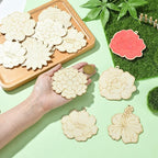 16 pcs Mixed Styles Cute Flower Theme Undyed Wood Cutout Charms Spring - Image 4