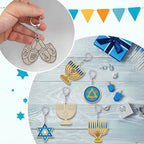 RattanView 24 Pcs Hanukkah Craft Color Your Own Keychains DIY Craft Wooden - Image 5