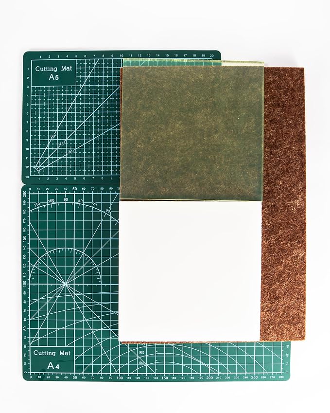 5 Pcs Leather Punch Pads Set， A4+A5 Self Healing Cutting Mats, 15x15cm Rubber by Unknown