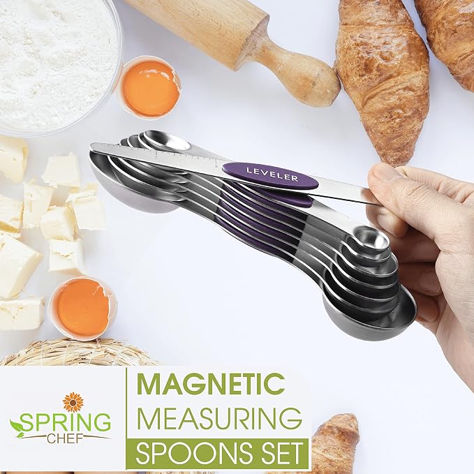 Spring Chef Purple Stainless Steel Magnetic Measuring Spoons Set of 8 - Image 2