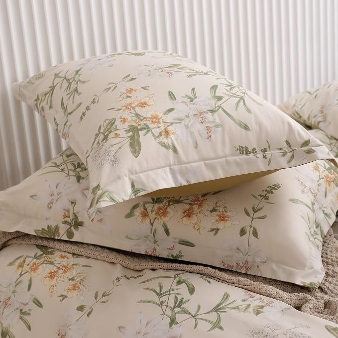 OAITE Duvet Cover Set King Size Floral Pattern 600 Thread Count Ultra Soft 100% - Image 6