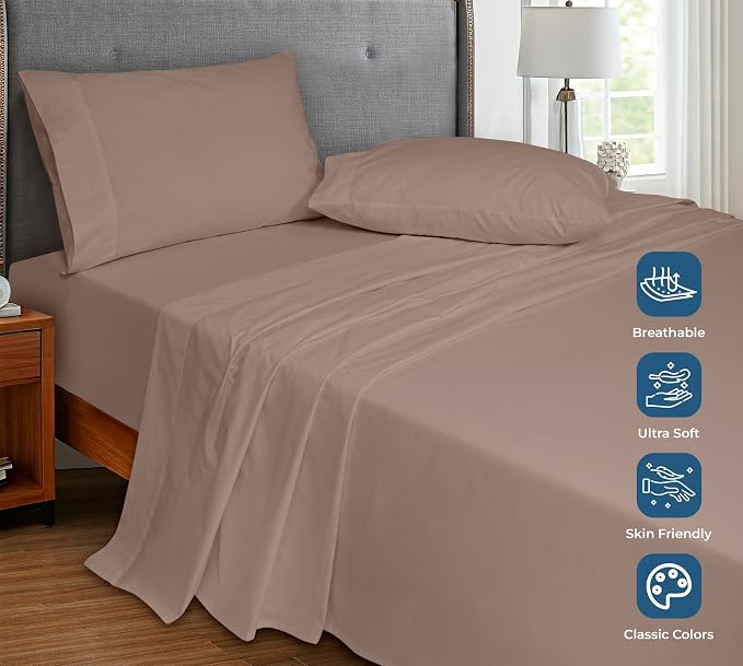 Royale Linens 100% Organic Cotton Queen Flat Sheet Only - Image 4