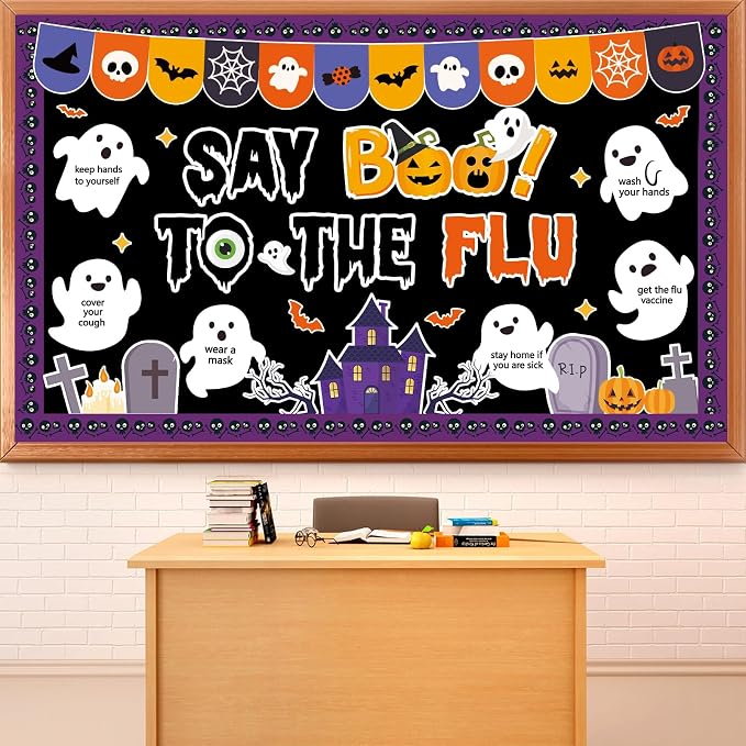 Halloween Ghost Bulletin Board Halloween Healthy Classroom Decorations Set Flu by ojustbeok