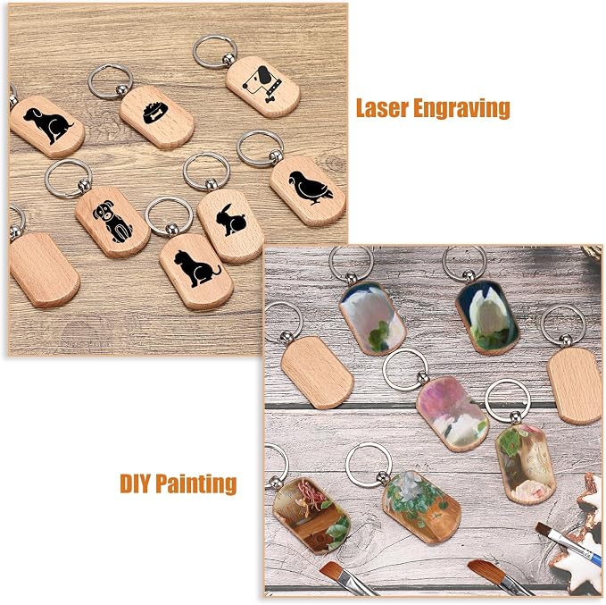 JUXYES 200 PCS Unfinished Wooden Keychain Blanks - Image 5