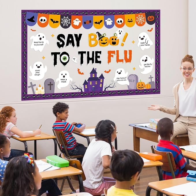 Halloween Ghost Bulletin Board Halloween Healthy Classroom Decorations Set Flu - Image 7