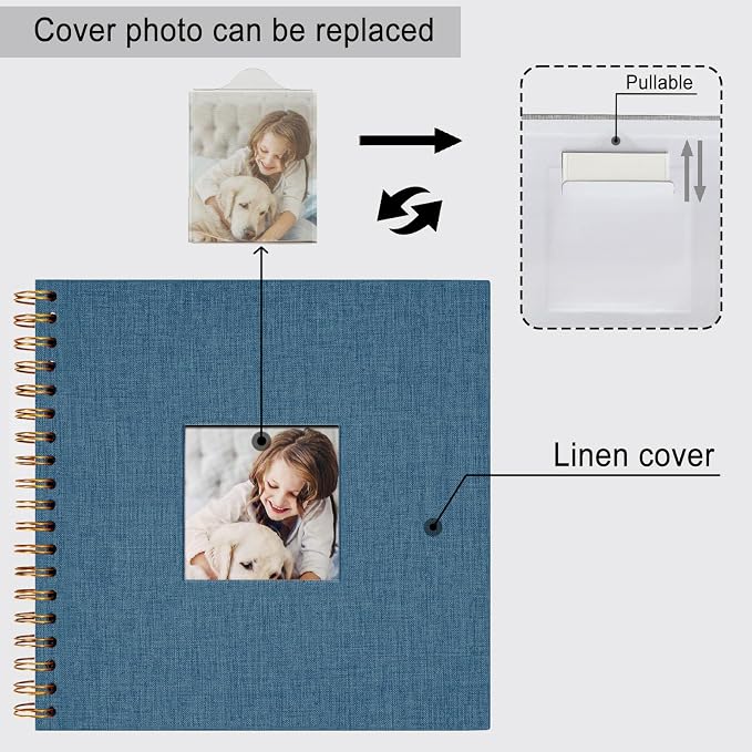 8 x 8 Inch Scrapbook Photo Album, Hardcover Kraft White Pages Arch Window Photo - Image 5