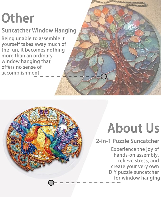 Acrylic Puzzle Suncatcher, Double Hummingbird Sun Catcher - Image 5