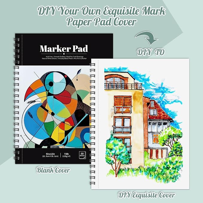 50 Sheets Marker Paper Pad, 9×12 Inch Bleedproof Art Sketch Pad, 73lb/120gsm - Image 3