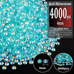 4000pcs 4mm Resin Rhinestones Bulk, Transparent Lake Blue AB Flatback Round - Image 2