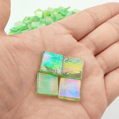 1.1 LB Ice Jade Mosaic Tiles, 0.59“ Square Glass Mosaic Pieces - Image 2