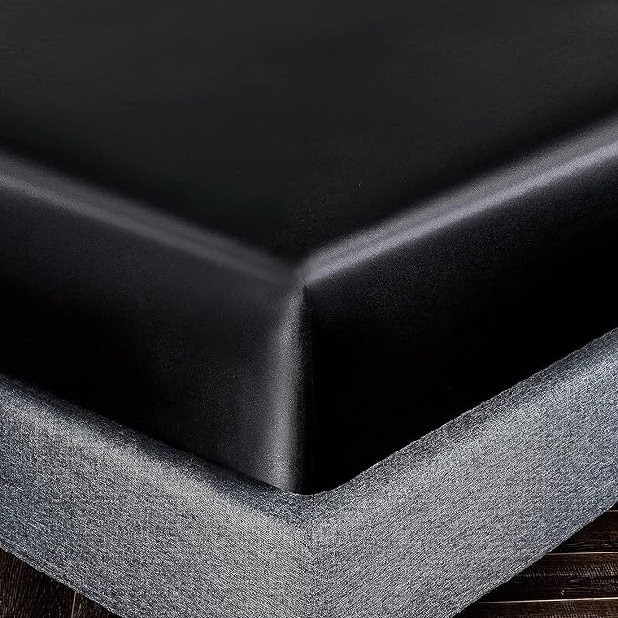 Homiest Black Satin Fitted Twin XL Size Deep Pocket Luxury & Ultra Soft Bedding - Image 3