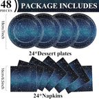 48Pcs Starry Night Starry Sky Galaxy Paper Plates and Napkins Solar System - Image 2