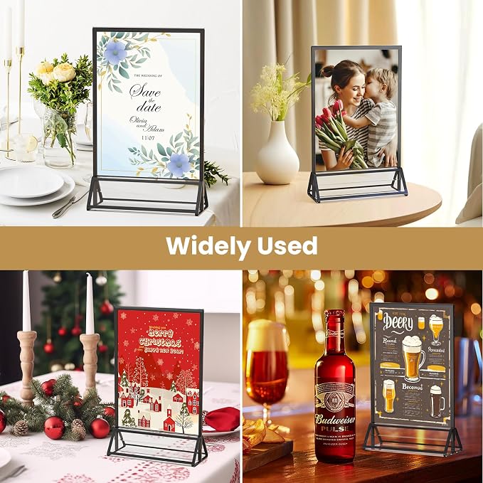 Acrylic Sign Holder 4X6 Black Picture Frame Double-Sided -6 Pack | Sign Stand - Image 7